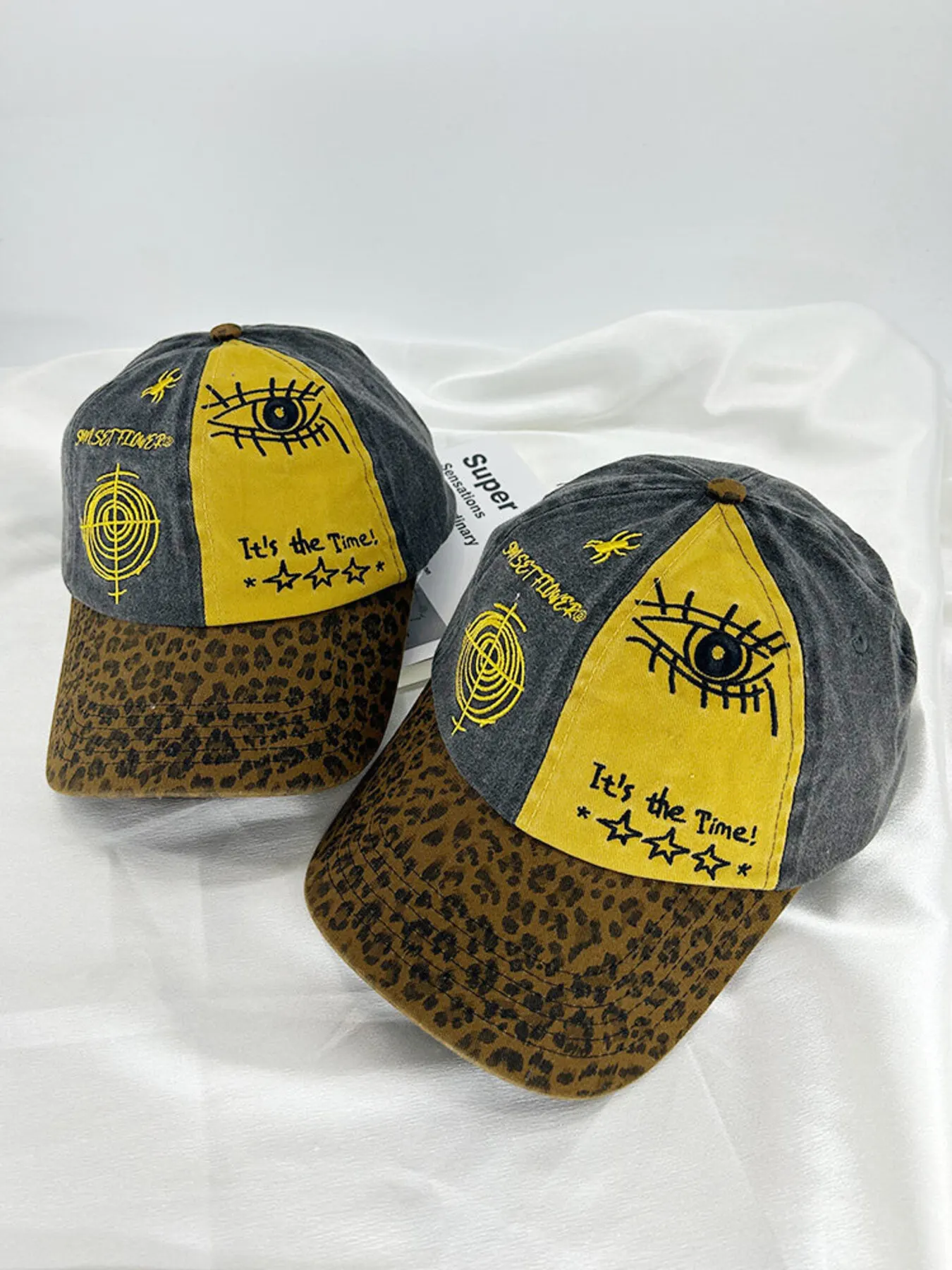 Printed Baseball Cap with Leopard Brim